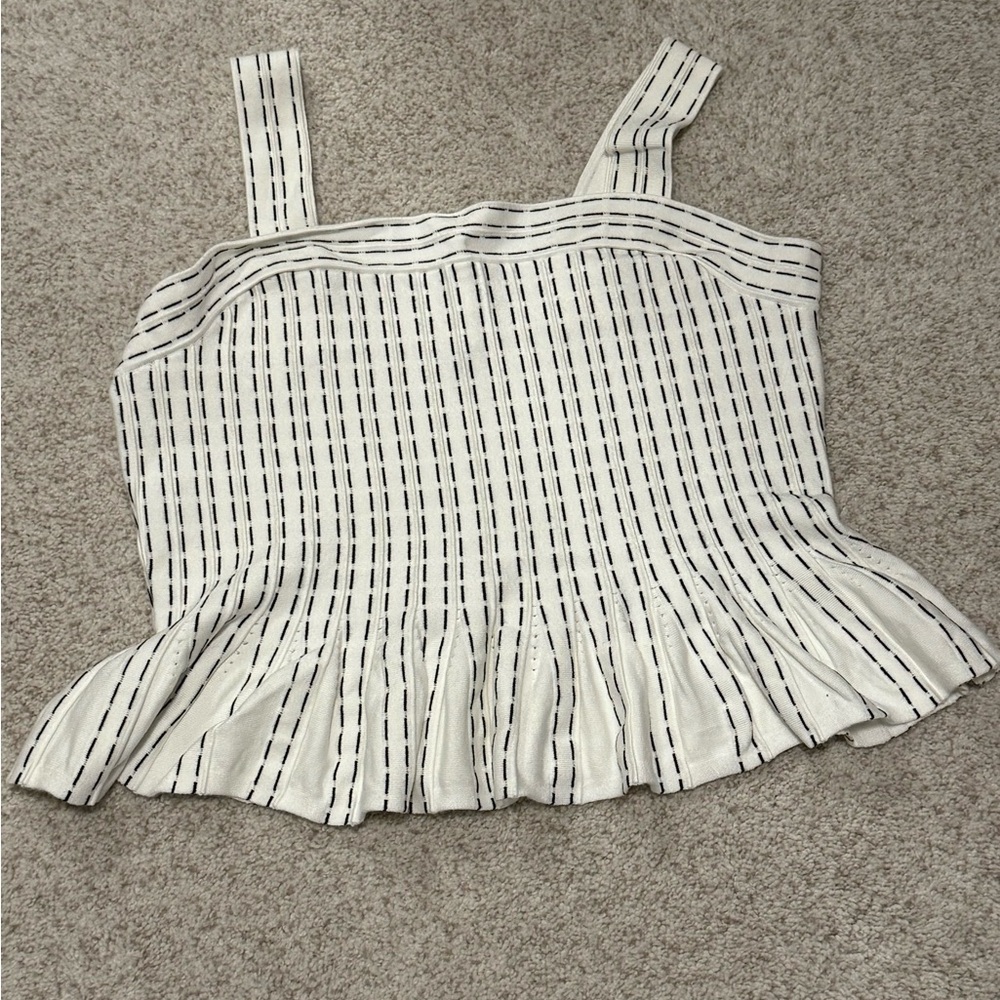White Smocked Peplum Tank Top